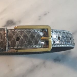Genuine Snakeskin Belt with Gold Buckle